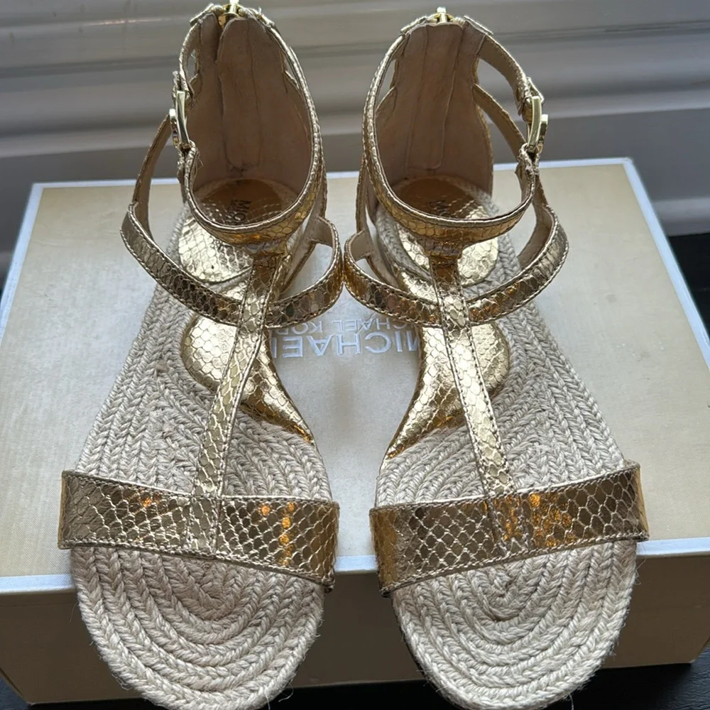 Michael Kors, gold metallic gladiator sandal - Picture 10 of 10